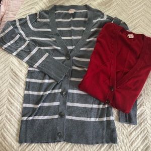 2 for 1 Mossimo cardigans - grey/white & solid red